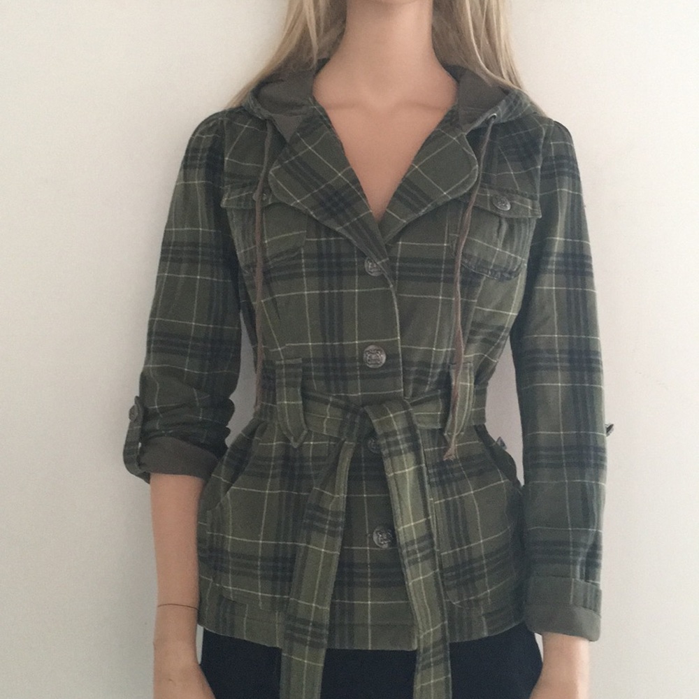 Simply Adorable Army Green Plaid Jacket